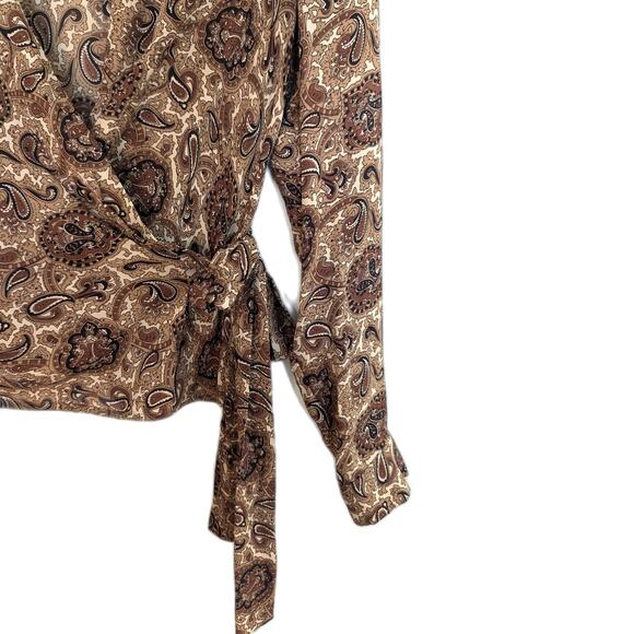 Michael Kors 100% Silk Paisley Wrap Top Size 6 Vintage - Picture 3 of 8